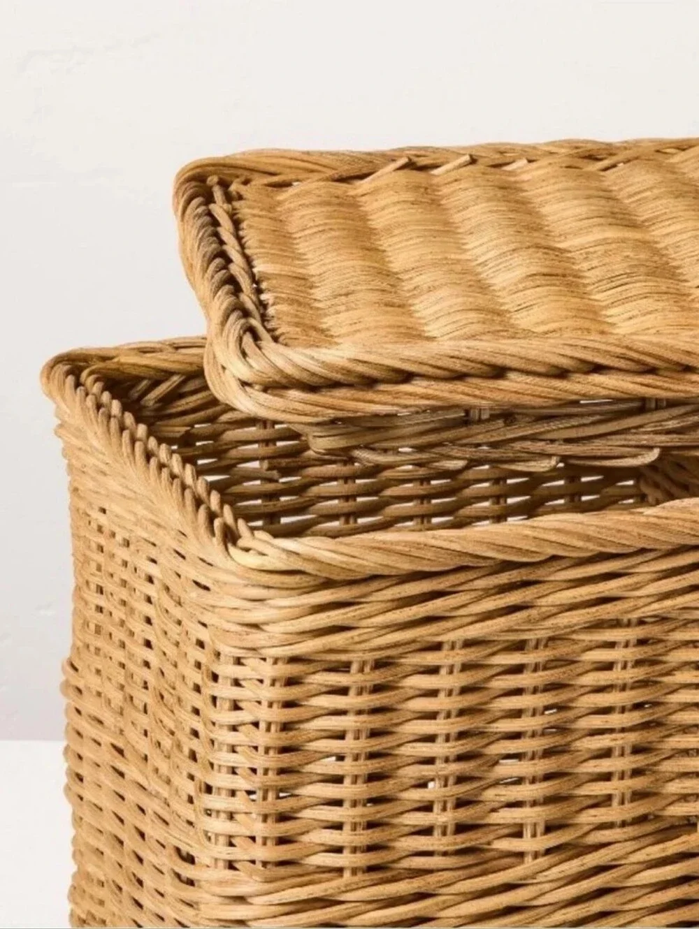 Hearth & Hand w/ Magnolia 8x8x15 Rattan Basket with Lid Lidded Medium